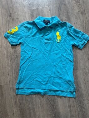 Polo by Ralph Lauren Turquoise Polo with Yellow Pony & Sleeve Patch